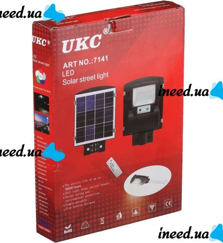 Уличный фонарь на столб UKC Solar Street Light 1VPP на солнечной батарее с пультом, Настенный аккумуляторный прожектор светильник с датчиком движения
