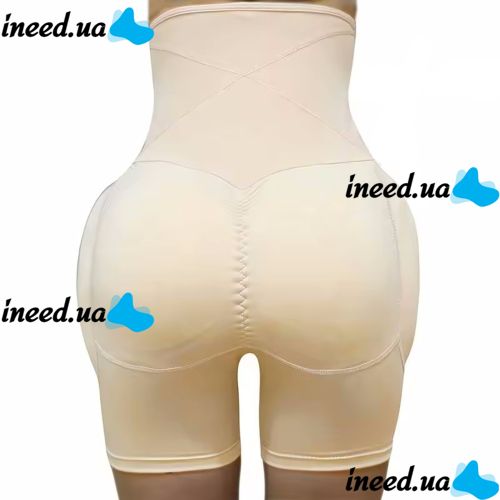 Корректирующие трусики-шорты Body Hip Pants для увеличения ягодиц с завышенной высокой талией и эффектом пуш-ап, утягивающие для бедер Бежевые