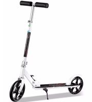 Двухколёсный складной самокат Scooter 888 BT-3 белый с подножкой и регулировкой высоты для подростков 110 кг, Городской прямой самокат колеса 200мм