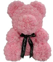 Маленький мишка из искусственных 3D роз Teddy Bear de Luxe 25 см Pink, розовый медведь Тедди
