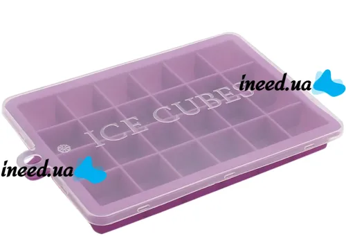 Силиконовая многоразовая форма Silicone Ice Cubes Make для заморозки льда и шоколада с крышкой на 24 ячейки, Лоток поднос для хранения льда 24 кубика