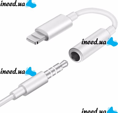 Универсальный кабель аудио переходник для наушников Lightning на 3.5mm AUX Headphone Adapter J-002, Адаптер USB-C для телефона IPhone Белый