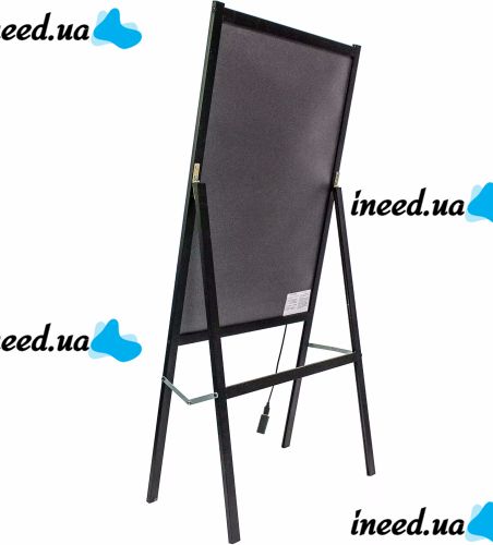 Рекламная флуоресцентная LED доска Fluorecent Board With Stand 50x70см на стойке, светящаяся лед доска на стойке с фломастером и салфеткой Черная