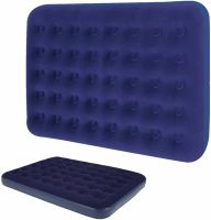 Надувной одноместный матрас Avenli Flocked Air Bed Single 191х99х22см до 150 кг с велюровым покрытием, Надувная кровать на 1 место с насосом Синий