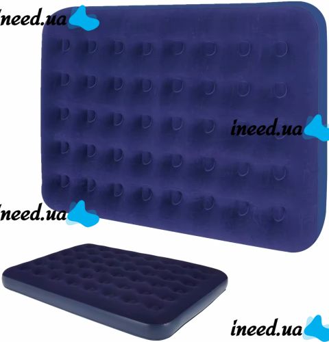 Надувной одноместный матрас Avenli Flocked Air Bed Single 191х99х22см до 150 кг с велюровым покрытием, Надувная кровать на 1 место с насосом Синий