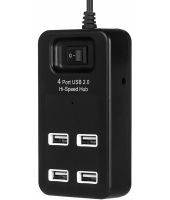 Розгалужувач Hi-Speed Hub 4 Port USB 2.0 P-1601 хаб концентратор із вимикачем на 4 юсб порти до 480 Мбіт/с для комп'ютера і ноутбука Чорний
