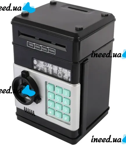 Children's electronic piggy bank safe Mony Safe, bill acceptor, ATM, with combination lock for paper bills, coins with Piggy Number Bank batteries