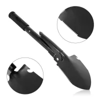 Tourist folding sapper shovel Tramp TR-55, pick, saw, opener with compass 5 in 1 made of steel, Black, tactical, car in a case