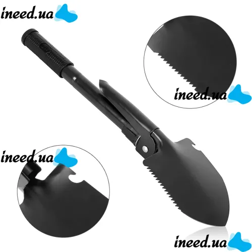 Tourist folding sapper shovel Tramp TR-55, pick, saw, opener with compass 5 in 1 made of steel, Black, tactical, car in a case