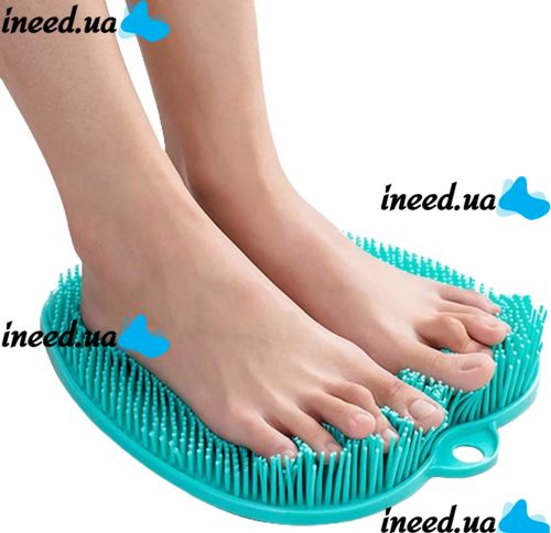 Silicone Shower Foot Scrubber Mat LY-379 Suction cup back and foot massage mat, Wall mounted non-slip shower brush Turquoise