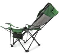 Раскладное кресло шезлонг Lesko SW233 Green до 150 кг с подстаканником для кемпинга 170x62 см, Складной лежак раскладушка для дачи в чехле Зеленый