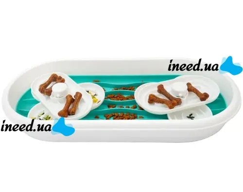 Двойная кормушка лабиринт Henry & Cary Pets для медленного кормления собак и кошек, Миска для животных в виде косточки с вращением на 360 градусов