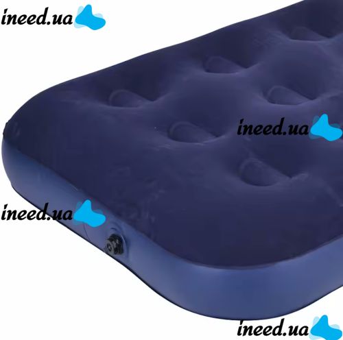 Надувной одноместный матрас Avenli Flocked Air Bed Single 191х99х22см до 150 кг с велюровым покрытием, Надувная кровать на 1 место с насосом Синий