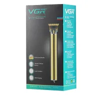 Беспроводная окантовочная машинка VGR V-065 для стрижки волос и бороды 10W, Аккумуляторный триммер бритва для бритья со сменными насадками Золотой