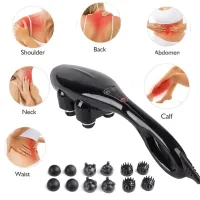 Электрический ручной массажер Quad Action Percussion Massager TK-88-2 для всего тела 28 Вт, 12 в 1, Вибрационный мышечный мультимассажер для спины