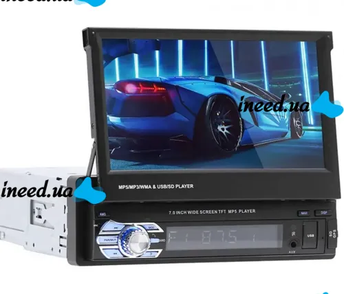Автомагнитола с выдвижным экраном 7" Bluetooth Car Stereo SWM 9601G Магнитола 1DIN в машину MP5 FM/AM с монитором и камерой заднего вида 9612G