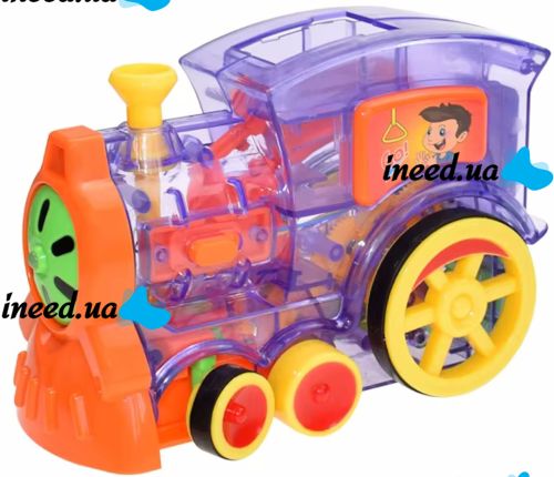 Развивающая игрушка паровозик кладущий домино Happy Truck sciries 955-1A 60 деталей Детский конструктор поезд Train Domino 660B от батареек от детей