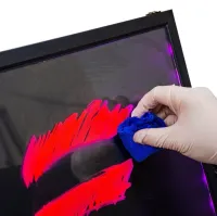 Рекламная флуоресцентная LED доска Fluorecent Board With Stand 50x70см на стойке, светящаяся лед доска на стойке с фломастером и салфеткой Черная