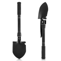 Tourist folding sapper shovel Tramp TR-55, pick, saw, opener with compass 5 in 1 made of steel, Black, tactical, car in a case