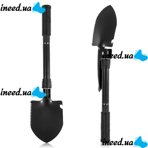 Tourist folding sapper shovel Tramp TR-55, pick, saw, opener with compass 5 in 1 made of steel, Black, tactical, car in a case
