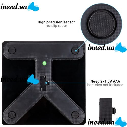 Электронные напольные фитнес весы Digital A-8003 Black до 180 кг c Bluetooth и приложением на телефон, Черные умные смарт весы с Led дисплеем