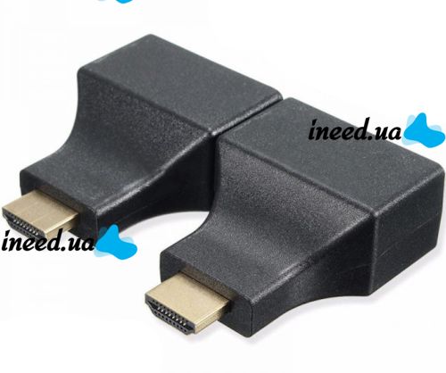 Одноканальный пассивный двойной переходник удлинитель HDMI сигнала - 2xRJ45 адаптер Voltronic по UTP кабелю по двум витым парам до 30м 1080P Черный