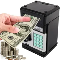 Children's electronic piggy bank safe Mony Safe, bill acceptor, ATM, with combination lock for paper bills, coins with Piggy Number Bank batteries