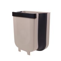 Folding Hinged Trash Can Container on the Door Foltable Trash Bin Can in the Kitchen or Bathroom, Folding Bucket Trash Can on the Door Brown