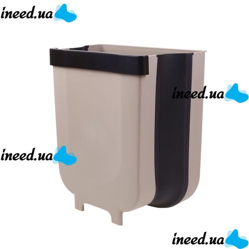 Folding Hinged Trash Can Container on the Door Foltable Trash Bin Can in the Kitchen or Bathroom, Folding Bucket Trash Can on the Door Brown