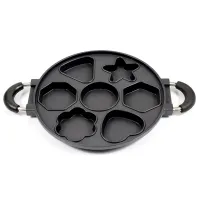 Круглая форма для выпекания оладьев и панкейков с разными фигурами PAN LY-310 7 фигур для кухни 28 см, Форма для кухни для запекания и готовки Черная