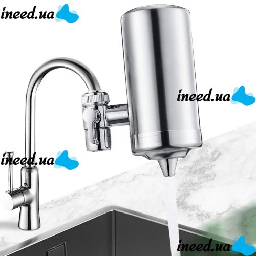 Проточный фильтр насадка на кран из нержавеющей стали Water Purifier ZSF-080 для очистки воды, Водяной фильтр для воды под кран 687-1 Серебристый