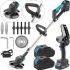 Krafftec KRA-808 36V 3Ah Power Tool Set Rechargeable Lawn Mower Trimmer, Chain Saw with 2 Batteries Brushcutter for Grass and bushes