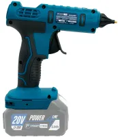 Аккумуляторный клеевой пистолет PROFI-TEC PGG1120V 20V беспроводной термопистолет для горячего силиконового клея 11 мм на 2 аккумулятора Синий
