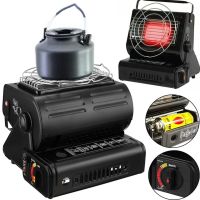 Portable gas heater tabletop stove 2 in 1 YC-808b for 1 burner with piezo ignition, ceramic heater and cylinder adapter