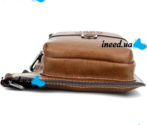 Мужская сумка рюкзак через плечо Jeep Bags 777 38х18 см нагрудная сумка бананка на грудь с отверстием для наушников из искусственной кожи Коричневая