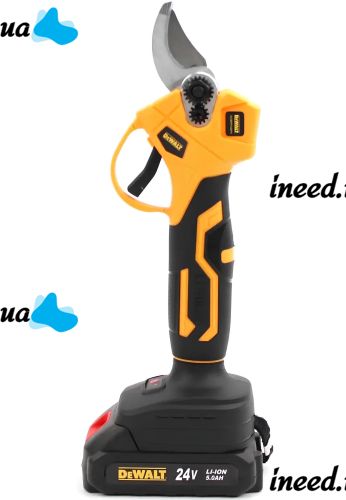Аккумуляторный секатор DeWalt DCMPP540P1 24V 5AH с 2 аккумуляторам для обрезки веток и деревьев, Беспроводной электросекатор ножницы Деволт в кейсе