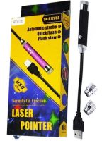Мощная лазерная указка Red Laser Pointer SN-R12 от USB красный лазер, Светодиодный проектор диодный от юсб 3 насадки эффектов для машины и дома