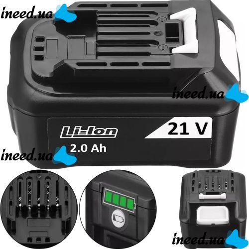 Дополнительный аккумулятор для электрических инструментов Cordless Chainsaw Li-on 21V 2Ah Black, Сменная аккумуляторная батарея 21В 2мАч Черный