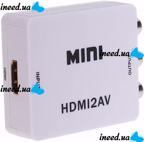 Активный конвертер переходник HDMI на AV RCA AV P42 тюльпан со звуком и внешним питанием, Универсальный адаптер HDMI-AV Converter Mini 1080P Белый
