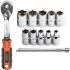 A set of end heads with a ratchet and an extension cord Dnipro-M Ultra, a set of 12 professional tools with a secure fixation 