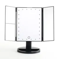 Cosmetic Triple Mirror with Touch Button Superstar Magnifying Mirror JN-817 3 in 1 with Magnification, Folding Mirror with LED Backlight Black