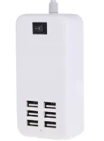 Сетевое зарядное устройство USB Desktop Charger 20W на 6 портов с выключателем, Зарядка адаптер для зарядки телефонов на 6 разъемов от сети Белый