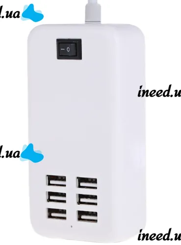 Сетевое зарядное устройство USB Desktop Charger 20W на 6 портов с выключателем, Зарядка адаптер для зарядки телефонов на 6 разъемов от сети Белый
