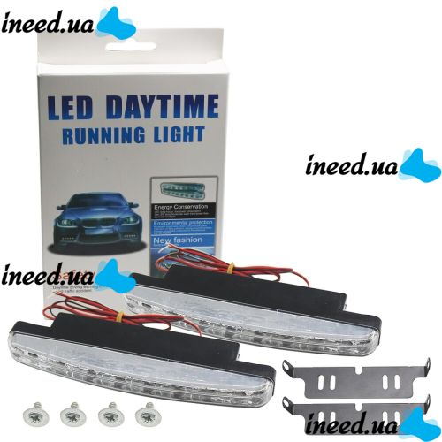 Светодиодные дневные ходовые огни DRL 8 LED 12v ДХО DR-2 030 Универсальные автомобильные светодиодные фары дневного света на 8 диодов 