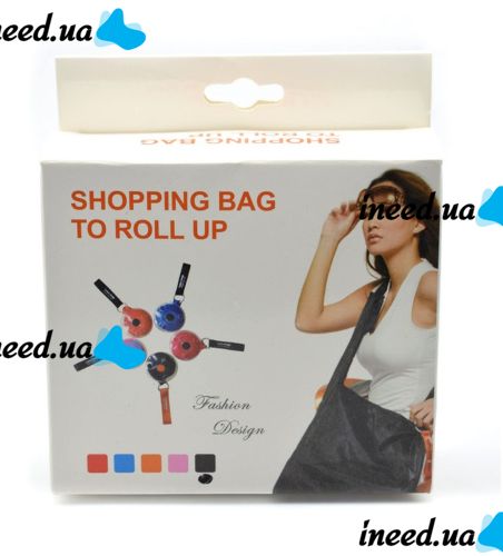 Складная компактная сумка-шоппер на плечо для покупок Shopping bag to roll up, Женская многоразовая продуктовая сумка рулетка в контейнере