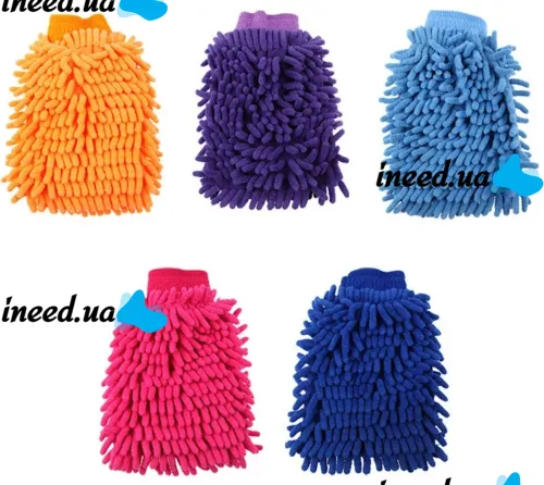 Двухсторонняя рукавичка перчатка Microfibre Super Mitt SB-8605 для мытья машины и уборки пыли, Униврсальная варежка из микрофибры для чистки авто