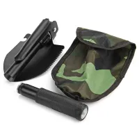 Tourist folding sapper shovel Tramp TR-55, pick, saw, opener with compass 5 in 1 made of steel, Black, tactical, car in a case
