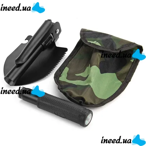 Tourist folding sapper shovel Tramp TR-55, pick, saw, opener with compass 5 in 1 made of steel, Black, tactical, car in a case
