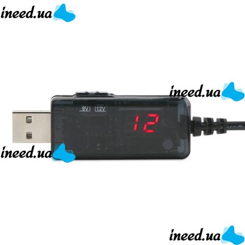 Step-up USB cable for powering a Wi-Fi router from Power Bank 5V with a 9V or 12V switch, with a 9V/12V regulator with a 3.5mm and 5.5mm adapter