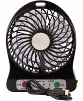 Настольный мини вентилятор Mini Fan XSFS-01 USB с аккумулятором 4.5W Black, портативный охладитель воздуха на подставке с Led фонариком Черный